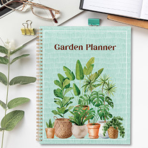 Agenda Jardín de plantas tropicales de acuarela verde