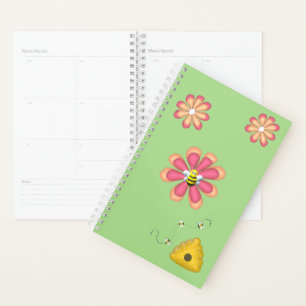 Agenda Jardín de primavera con abejas y flores