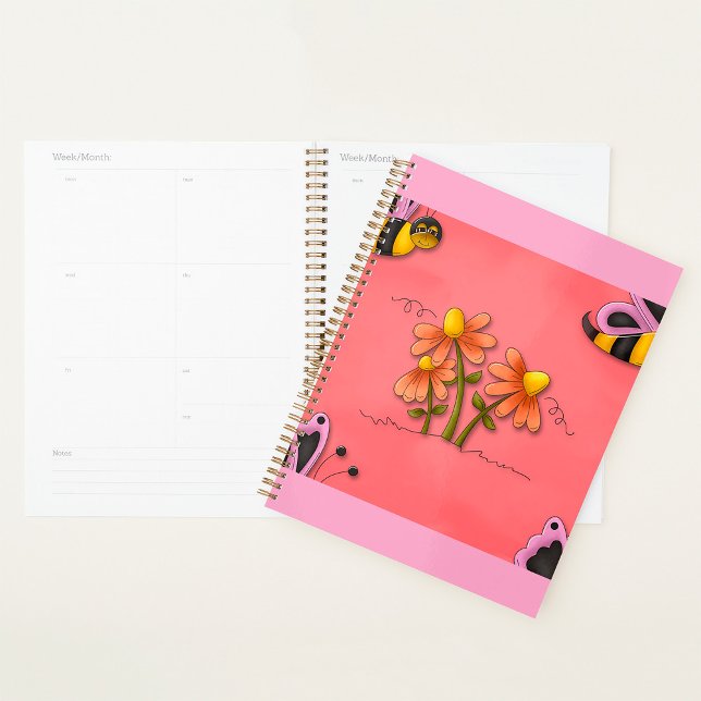 Agenda Jardín de primavera rosada de abejas y flores (Subido por el creador)