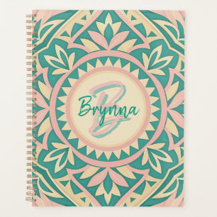 Agenda Jardín de primavera verde azulado y rosa