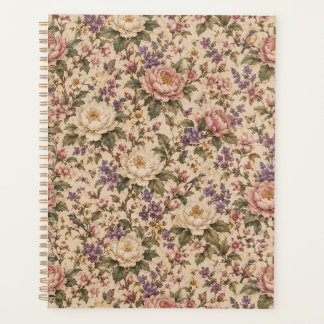 Agenda Jardín de rosas botánicas vintage y patrón de mari