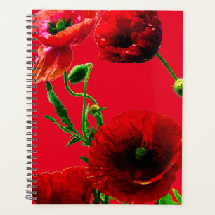 Agenda Jardín de verano de las flores rojas verdes de la