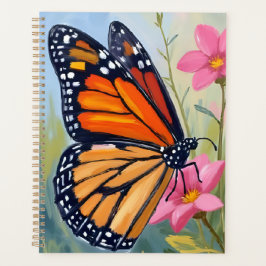 Agenda Jardín floral de acuarela de mariposa monarca