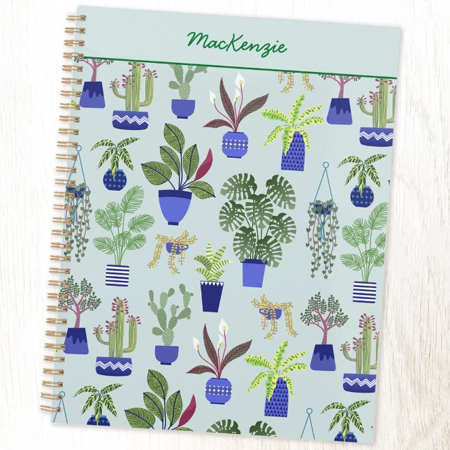 Agenda Jardinería vegetal personalizada (Cactus succulent houseplant personalized custom name planner)