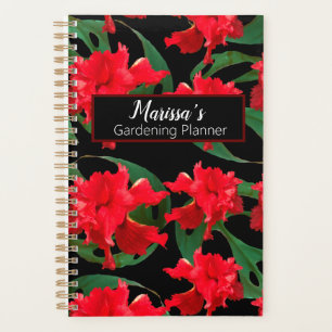 Agenda Jardinero Hibisco Monstera Patrón Negro Rojo