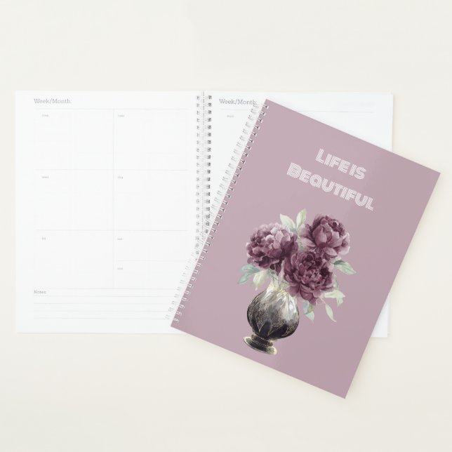 Agenda Jarrón con Flores Moradas Bonitas (Demostración)