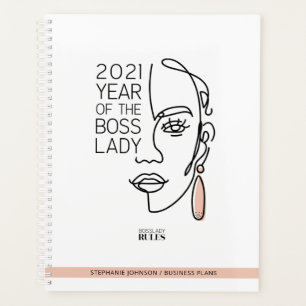 Agenda Jefa Línea Arte Tipografía 2021 Negocio en Casa