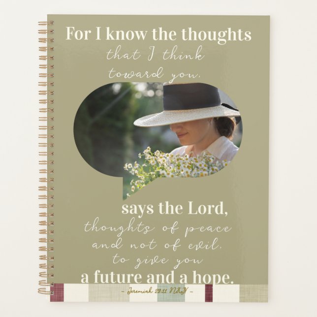 Agenda Jeremiah 29:11 Sage Green Plaid Personal Planner  (Anverso)
