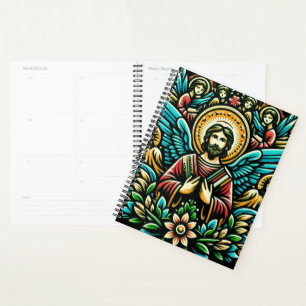 Agenda Jesús rodeado de ocho ángeles y motivo floral