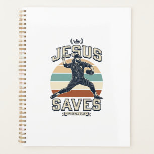 Agenda Jesús salva béisbol vintage diseño vectorial crist