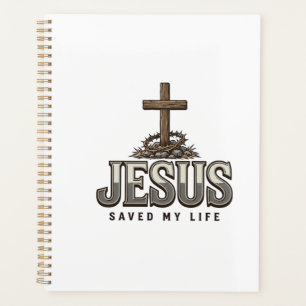 Agenda Jesús Salvó Mi Vida Grabado Vintage Diseño Cristia