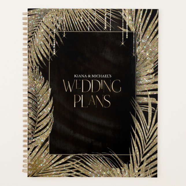 Agenda Jewel Palm Leaf Boda Gold ID830 (Anverso)