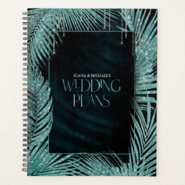 Agenda Jewel Palm Leaf Boda ID830 Verde azulado