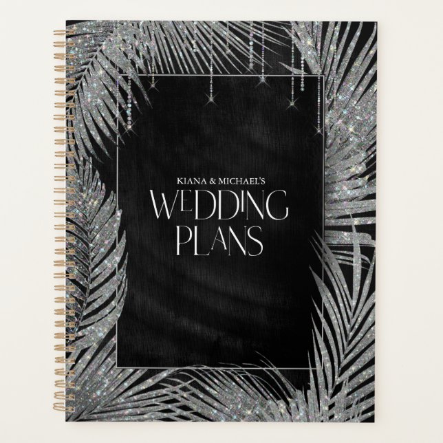 Agenda Jewel Palm Leaf Boda Silver ID830 (Anverso)