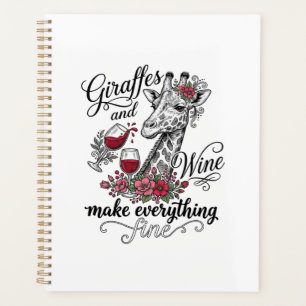 Agenda Jirafas y vino Diseño de camiseta de grabado vinta