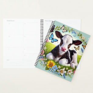 Agenda Jóven ternera con guirnaldas florales y mariposas