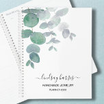 Agenda Joyera personalizada de color de agua Eucalyptus 2<br><div class="desc">Este único planificador está decorado con hojas de eucaliptos acuáticas y tipografía de escritura elegante. Personalizable fácil. Acuarela original © Michele Davies.</div>