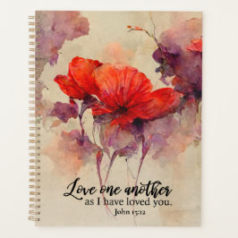 Agenda Juan 15:12 Amarse mutuamente Biblia Verse Floral R