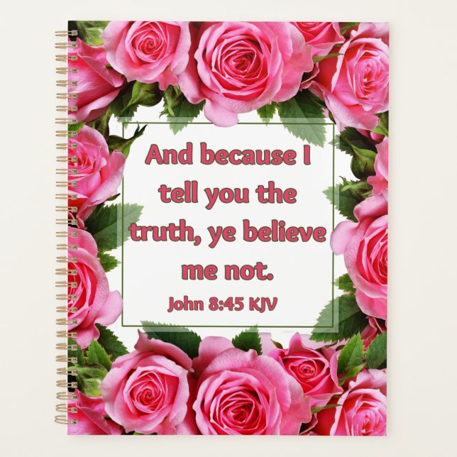 Agenda Juan 8:45 Biblia Verse Calendar Planner (Anverso)