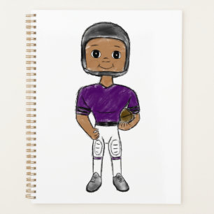 Agenda jugador de fútbol retro vintage púrpura negro simp