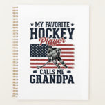 Agenda Jugador de Hockey Favorito Me Llama Abuelo Vintage<br><div class="desc">Jugador de Hockey Favorito Me Llama Abuelo Camiseta Vintage_1</div>