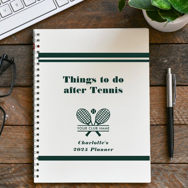 Agenda Jugadores del equipo Tennis Club Name Swag Green 2 (Lawn Tennis Club Planner White Hard Cover)