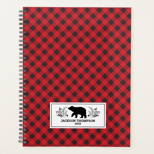 Agenda Juguete de búfalo rojo negro personalizado (Anverso)
