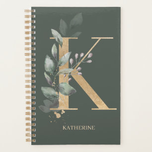 Agenda K Monograma Plano Floral Personalizado