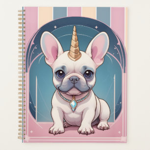 Agenda Kawaii Bulldog francés Unicorn Pastel rosa