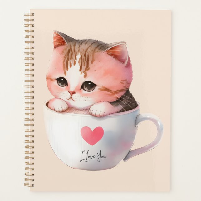 Agenda Kawaii Cute Strite Pink Chibi Cat (Anverso)