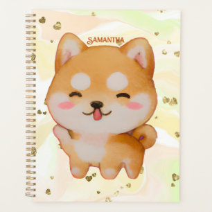 Agenda Kawaii Sonriente Shiba Inu al estilo Personalizado