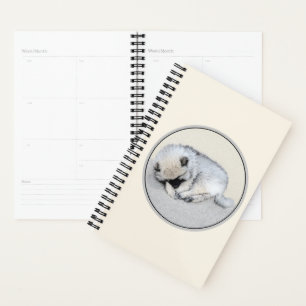 Agenda Keeshond Sleeping Pinting Pintura Original De Perr