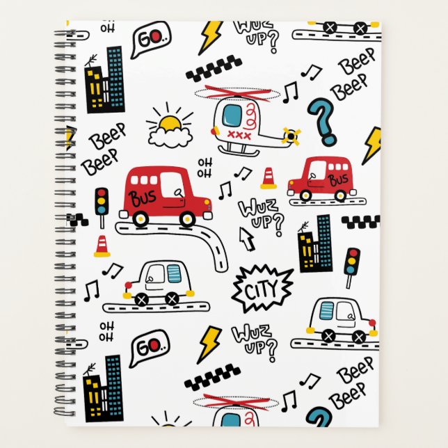 Agenda Kids Playful Transport Pattern  (Anverso)