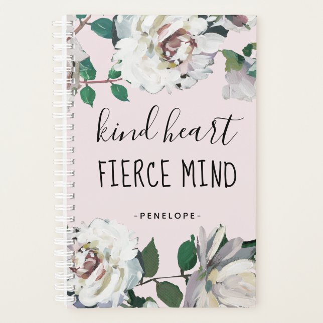 Agenda Kind Heart Fierce Mind Watercolor Floral Planner (Anverso)