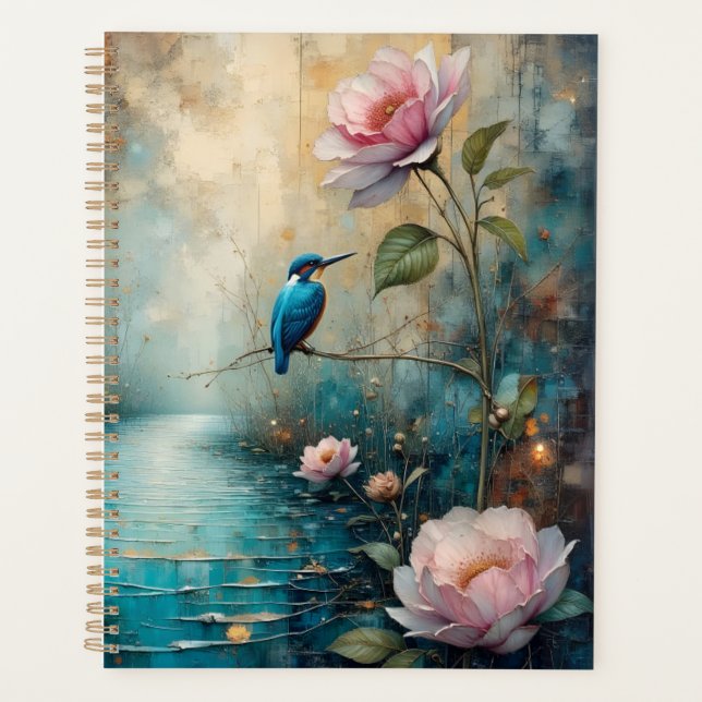 Agenda Kingfisher and pink roses (Anverso)