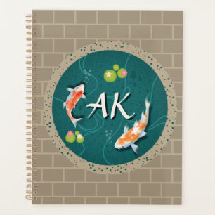 Agenda Koi Fish Pond japonés verde realista