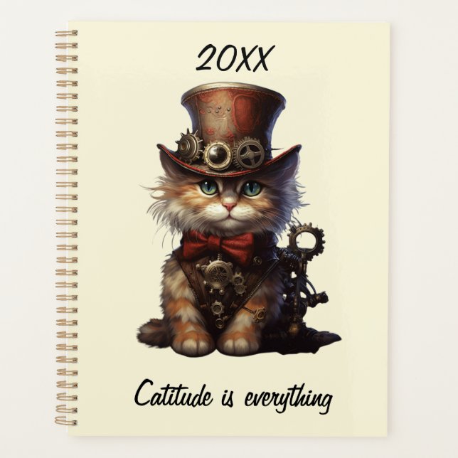 Agenda La actitud es todo gato steampunk (Anverso)