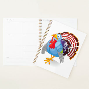 Agenda La divertida Turquía Personalizado azul con plumas