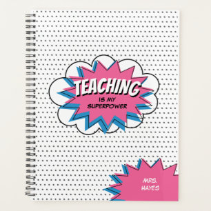 Agenda La enseñanza es mi súper poder Blue Pink Comic