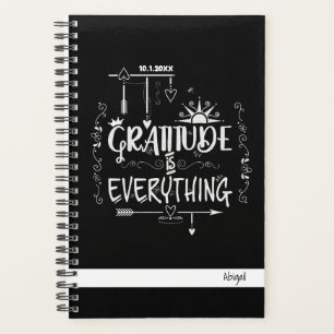Agenda La gratitud es todo el negro y morado estilo Chalk
