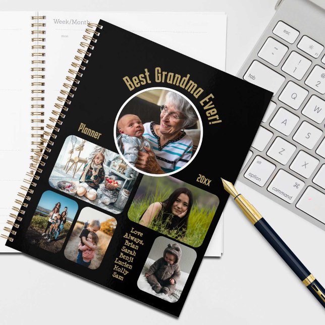 Agenda ¡La mejor abuela de todos! Collage de fotos (Grandma's going to love this personalized photo collage "Best Grandma Ever" planner.)