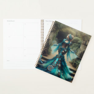 Agenda La sirena Verde azulada de Steampunk Vintage