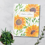 Agenda La vegetación personalizada de los girasoles acuát<br><div class="desc">Este planificador floral está decorado con girasoles acuáticos amarillos y follaje verde. Personalizar con su nombre o monograma. Para seguir editando, utilice la Herramienta de diseño para cambiar el tipo de letra, el tamaño de la fuente o el color. Porque creamos nuestra obra de arte no encontrarás esta imagen exacta...</div>