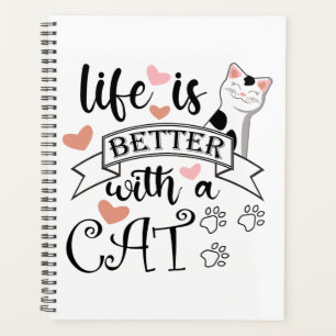 Agenda La vida es mejor con un eslogan de citas gatas