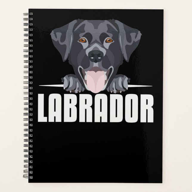 Agenda Labrador negro sonriente, laboratorio (Anverso)