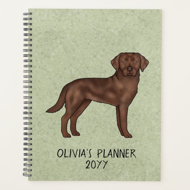 Agenda Labrador Retriever Chocolate Lab Texto Personaliza (Anverso)