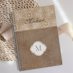 Agenda Lace Burlap Monograma moderno de moda rusa