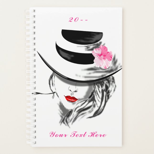 Agenda Lady con Gorra Planner Personalizado Texto y año (Anverso)