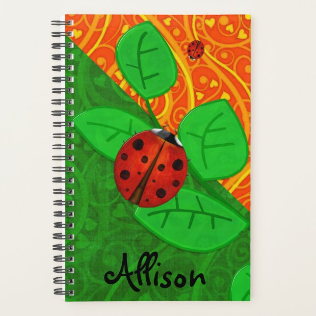 Agenda Ladybug Whimsey 3D Folk Art AÑADIR TU NOMBRE (Anverso)