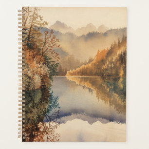 Agenda Lago de montaña de otoño en acuarela de lujo